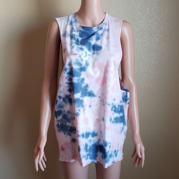 Southern Spirit Tank Top Tee Shirt Tie Dye Pastels Loose Fit Beach Sun Cotton - Picture 1 of 4